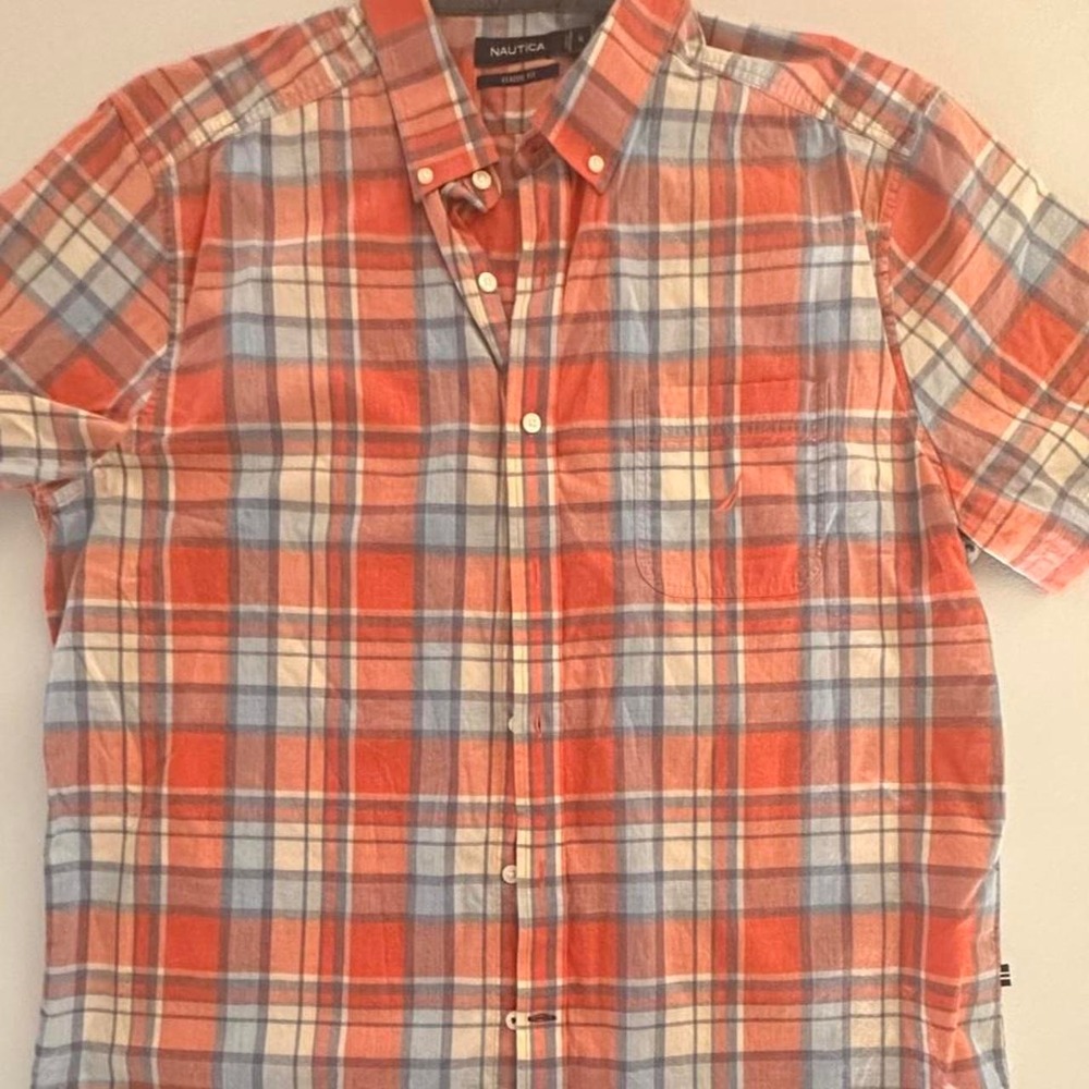Nautical button up plaid shirt size XL